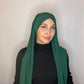 Hijab en mousseline à enfiler bonnet croisé vert sapin