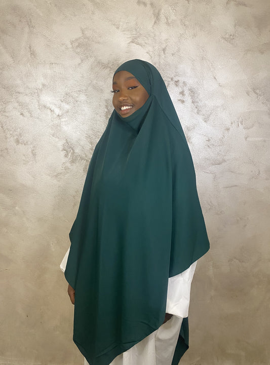 Khimar XL en Soie de Médine Luxe Vert Emeraude