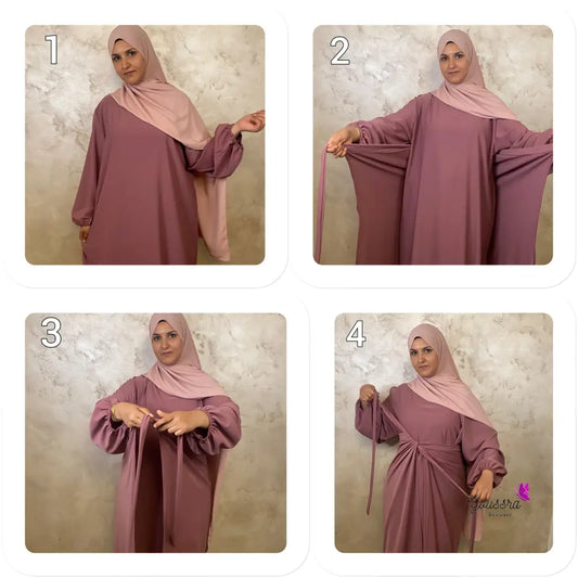 Ensemble Abaya et Tablier - Rose