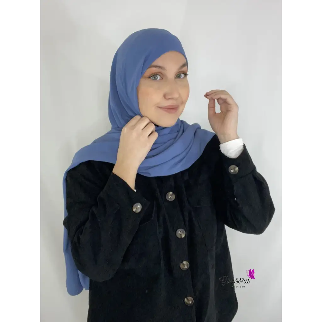 Hijab à Enfiler Soie de Médine Luxe Bleu Cobalt