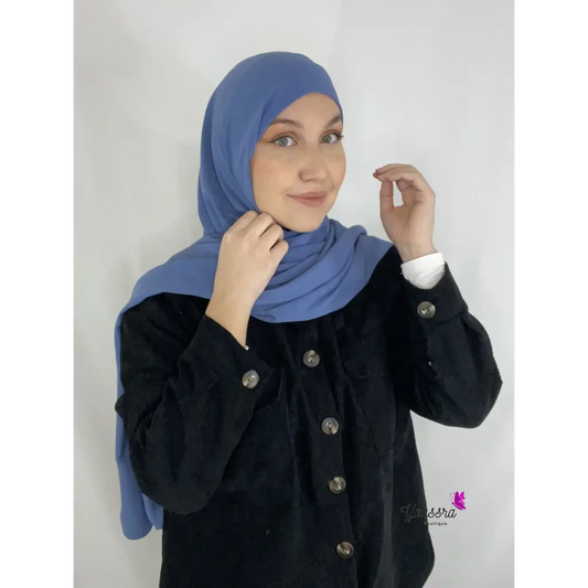 Hijab à Enfiler Soie de Médine Luxe Bleu Cobalt