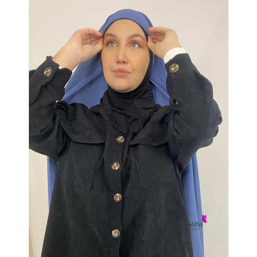 Hijab à Enfiler Soie de Médine Luxe Bleu Cobalt