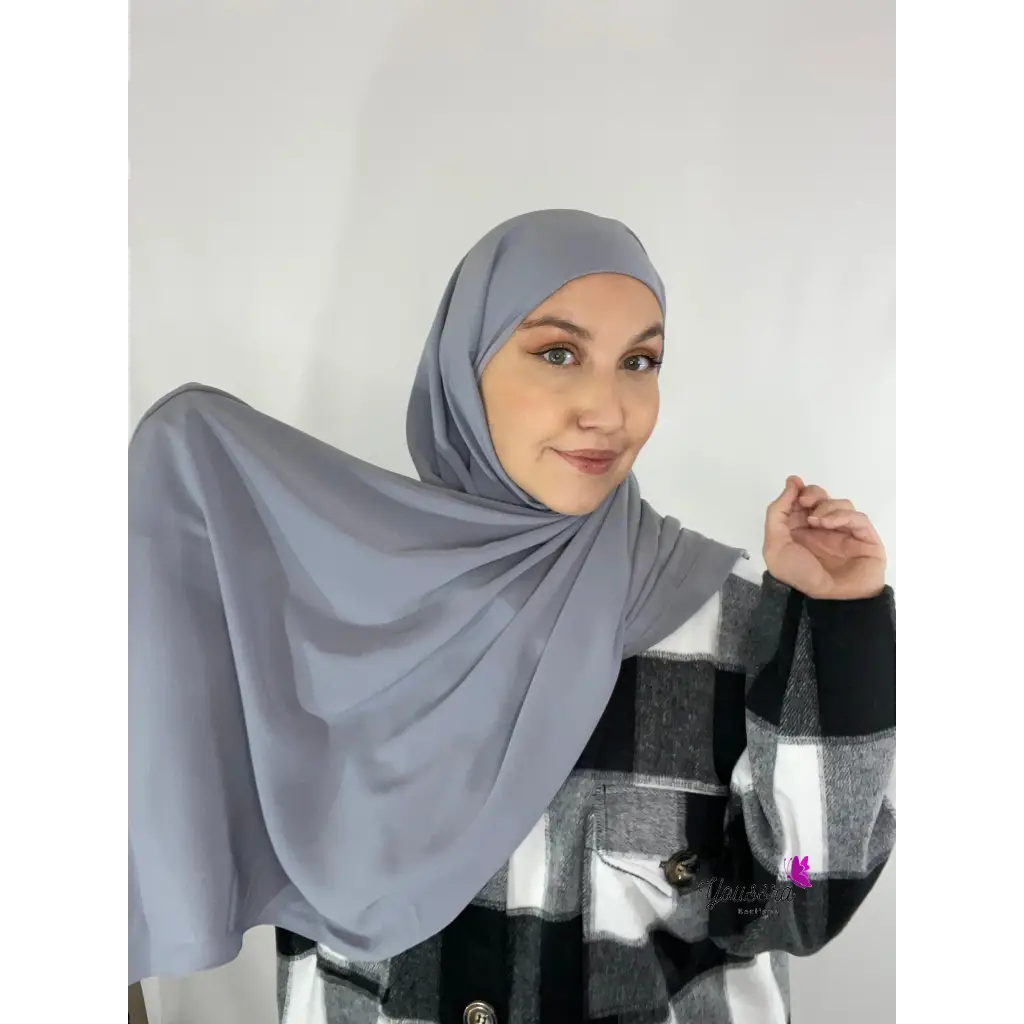 Hijab à Enfiler Soie de Médine Luxe Gris