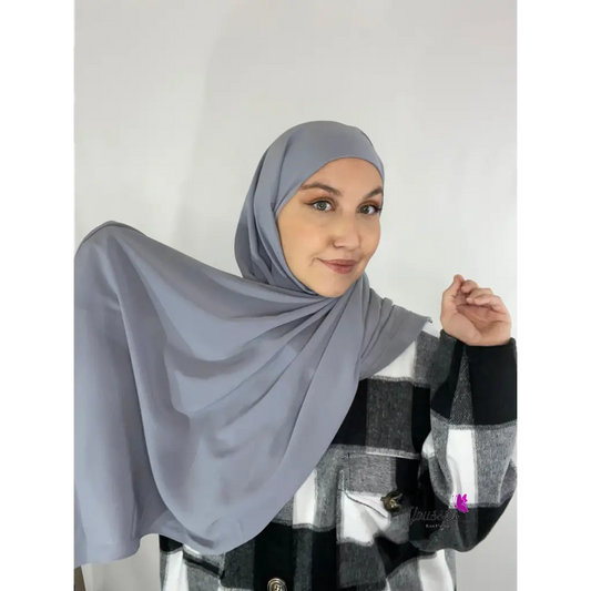 Hijab à Enfiler Soie de Médine Luxe Gris