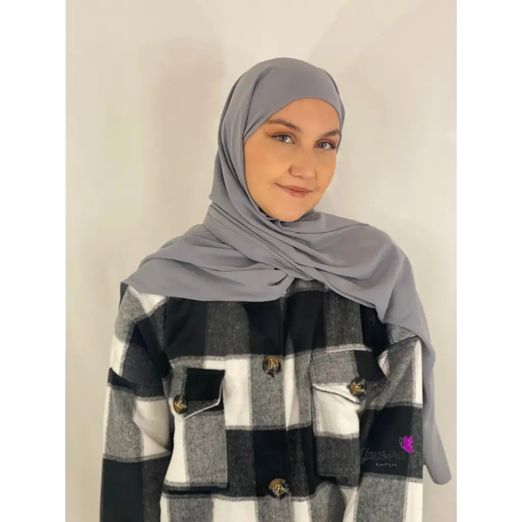 Hijab à Enfiler Soie de Médine Luxe Gris