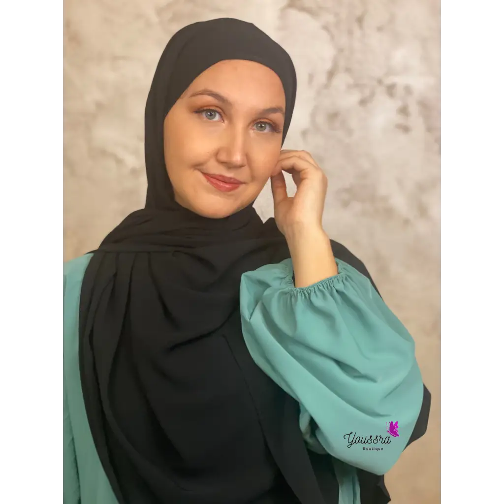 Hijab à Enfiler Soie de Médine Luxe Noir