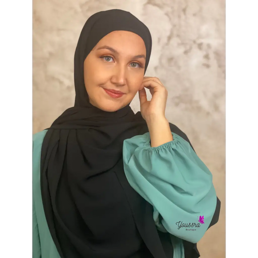 Hijab à Enfiler Soie de Médine Luxe Noir