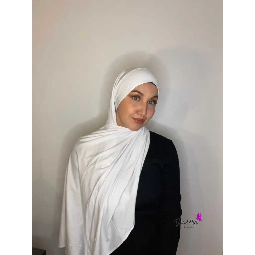 Hijab en Jersey Premium lycra à nouer - Blanc