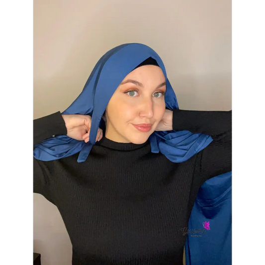 Hijab en Jersey Premium lycra à nouer - Bleu