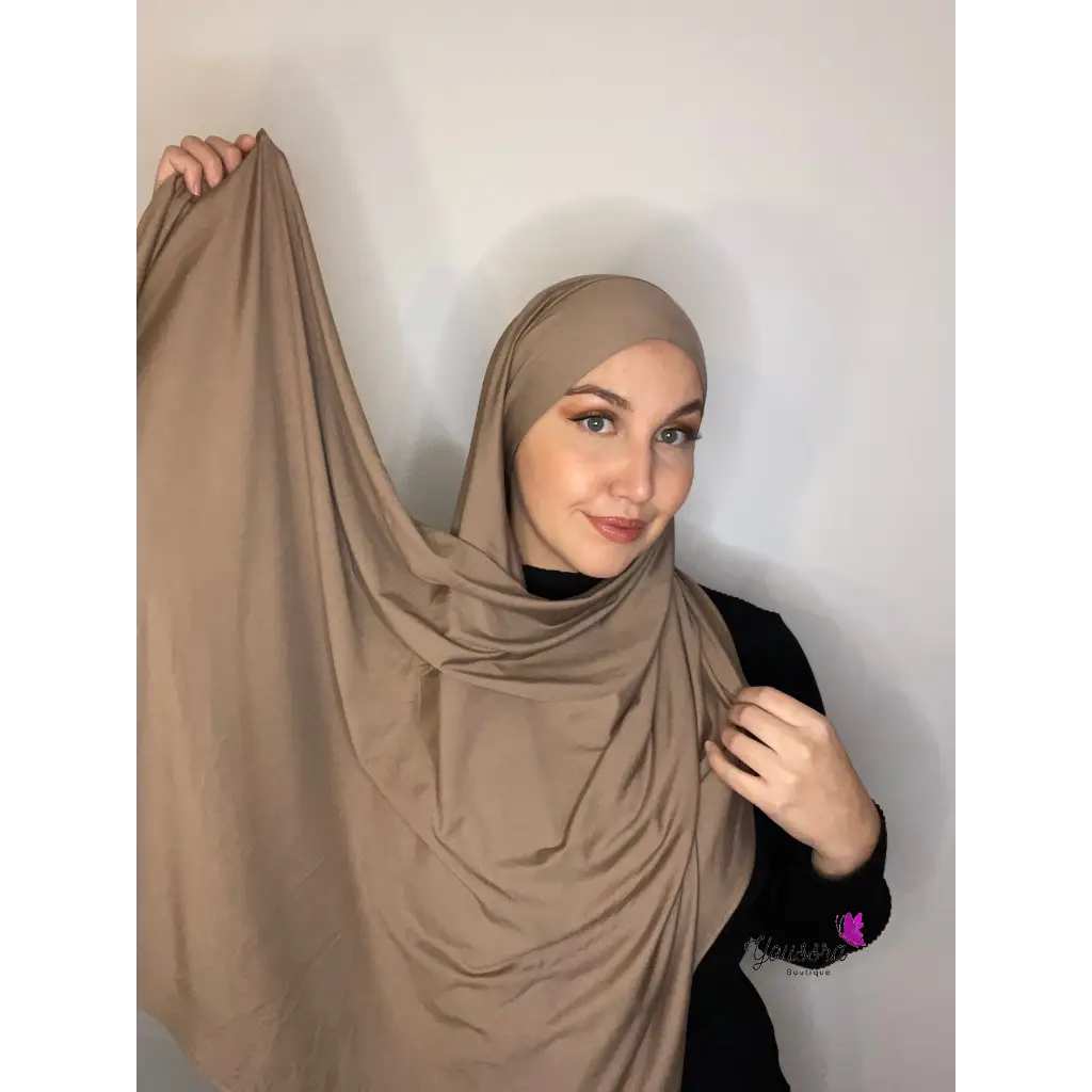 Hijab en Jersey Premium lycra à nouer - Taupe