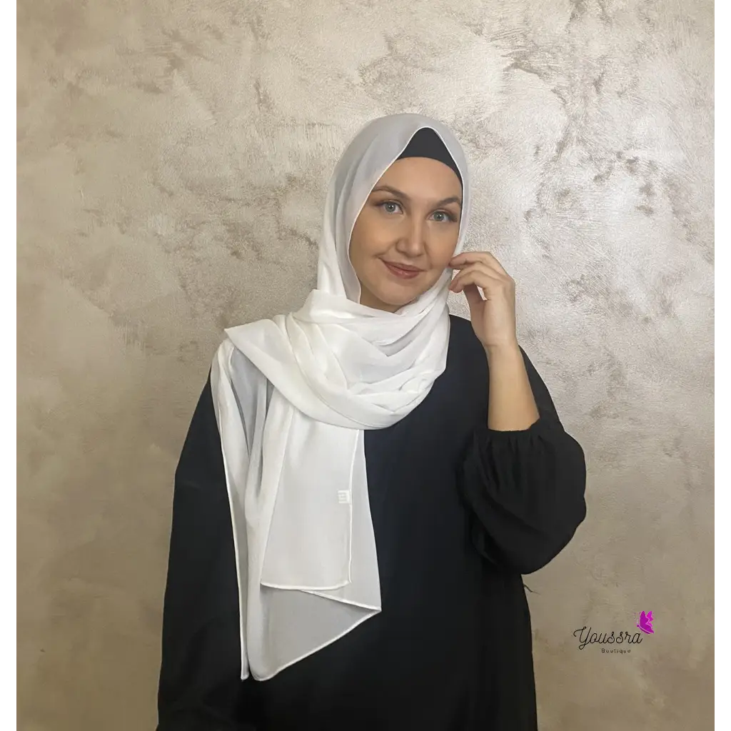 Hijab en Mousseline Blanc