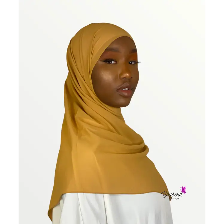 Hijab En Mousseline Moutarde