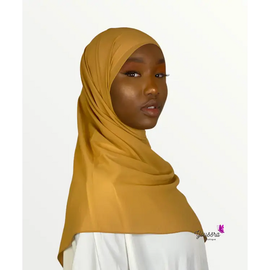 Hijab En Mousseline Moutarde