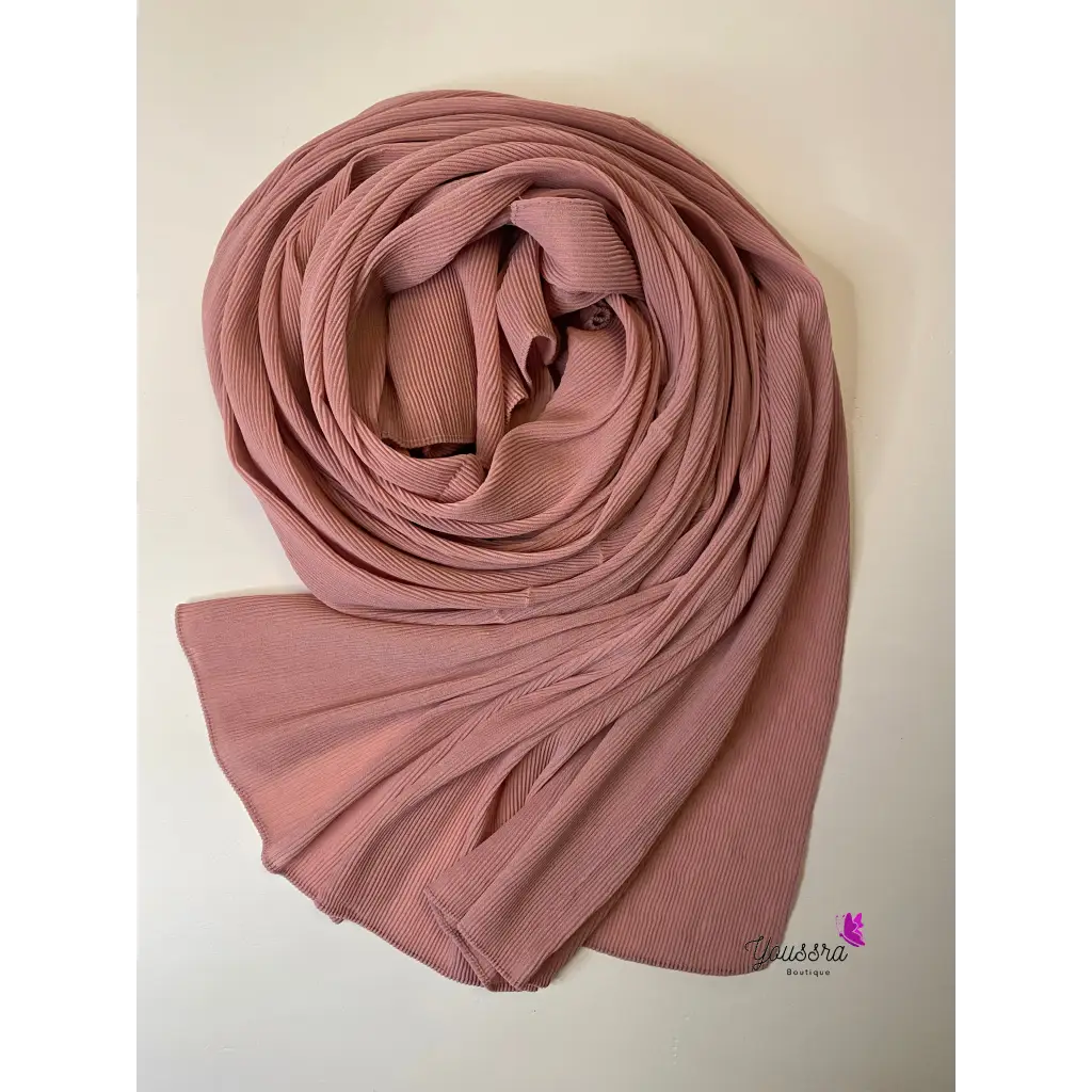 Hijab en Mousseline Plissée Premium Rose Poudré