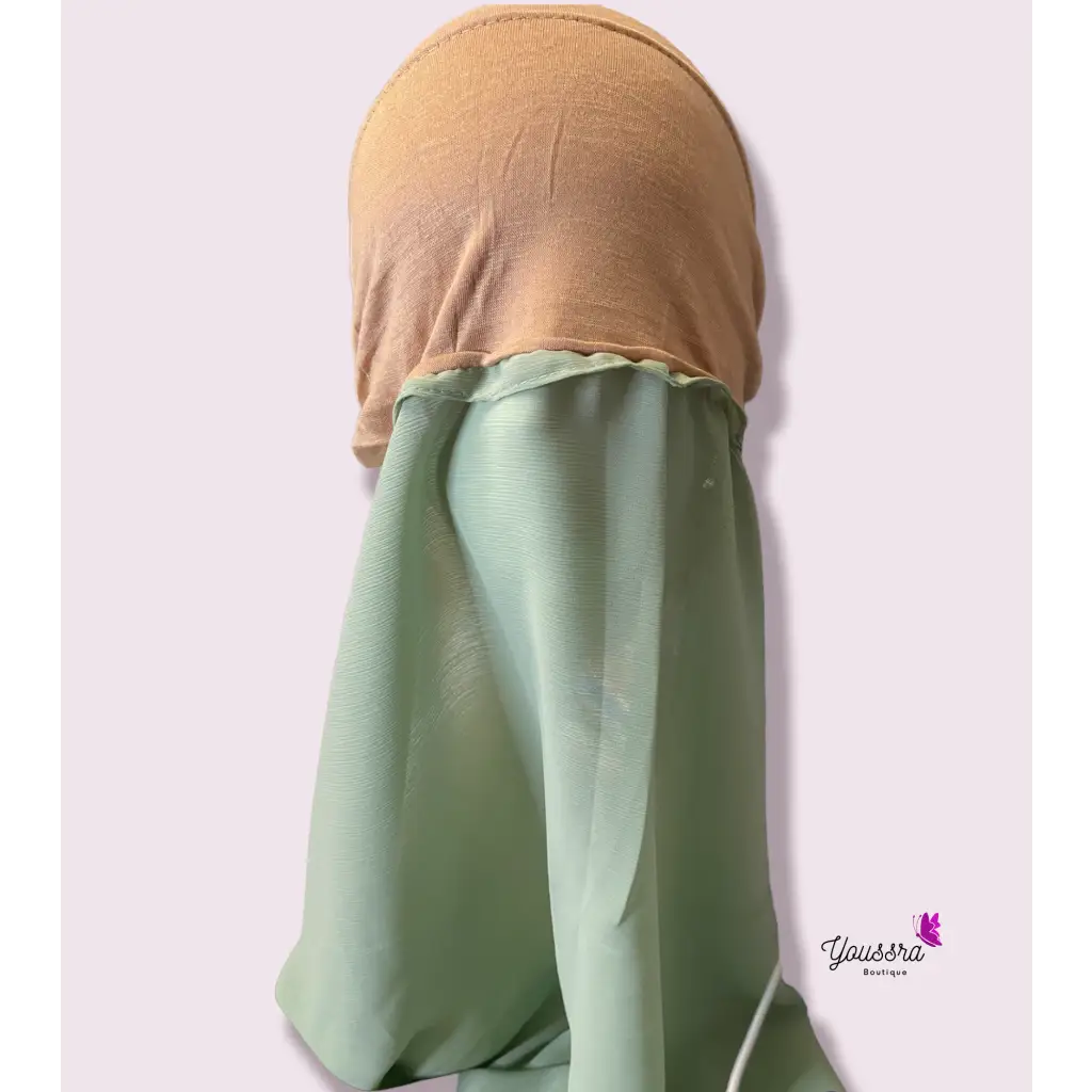 Hijab en Mousseline Rayée à Enfiler Vert Pastel