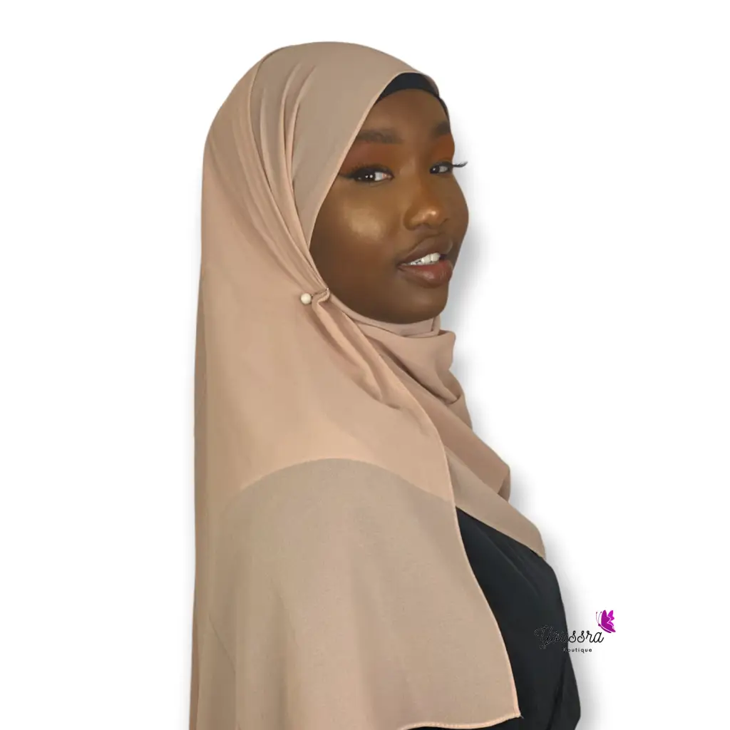 Hijab en Mousseline Rose Taupe