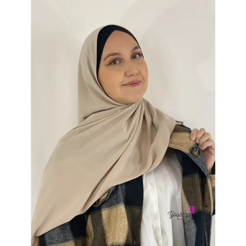 Hijab en Soie de Médine luxe Café Crème