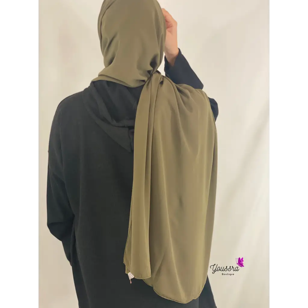 Hijab en Soie de Médine Luxe Vert Kaki