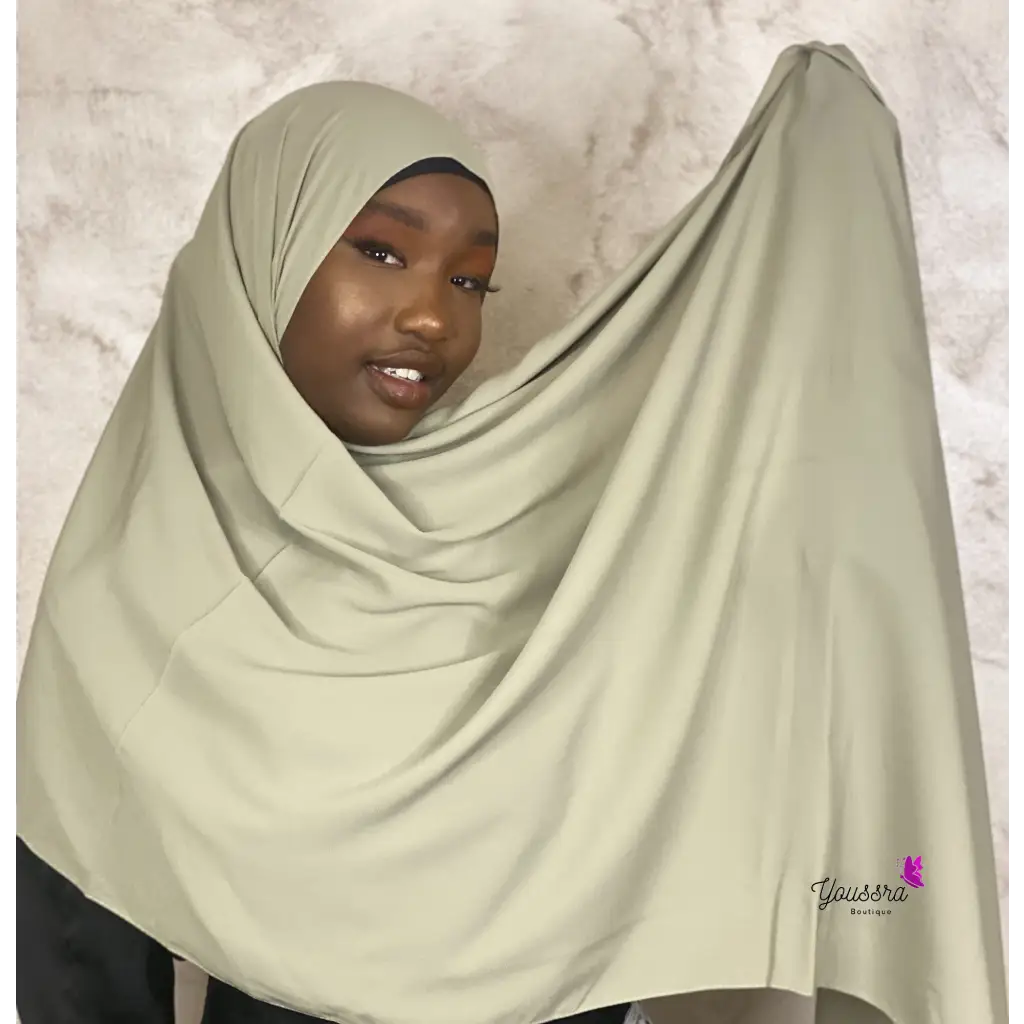 Hijab en Soie de Médine Luxe Vert Olive